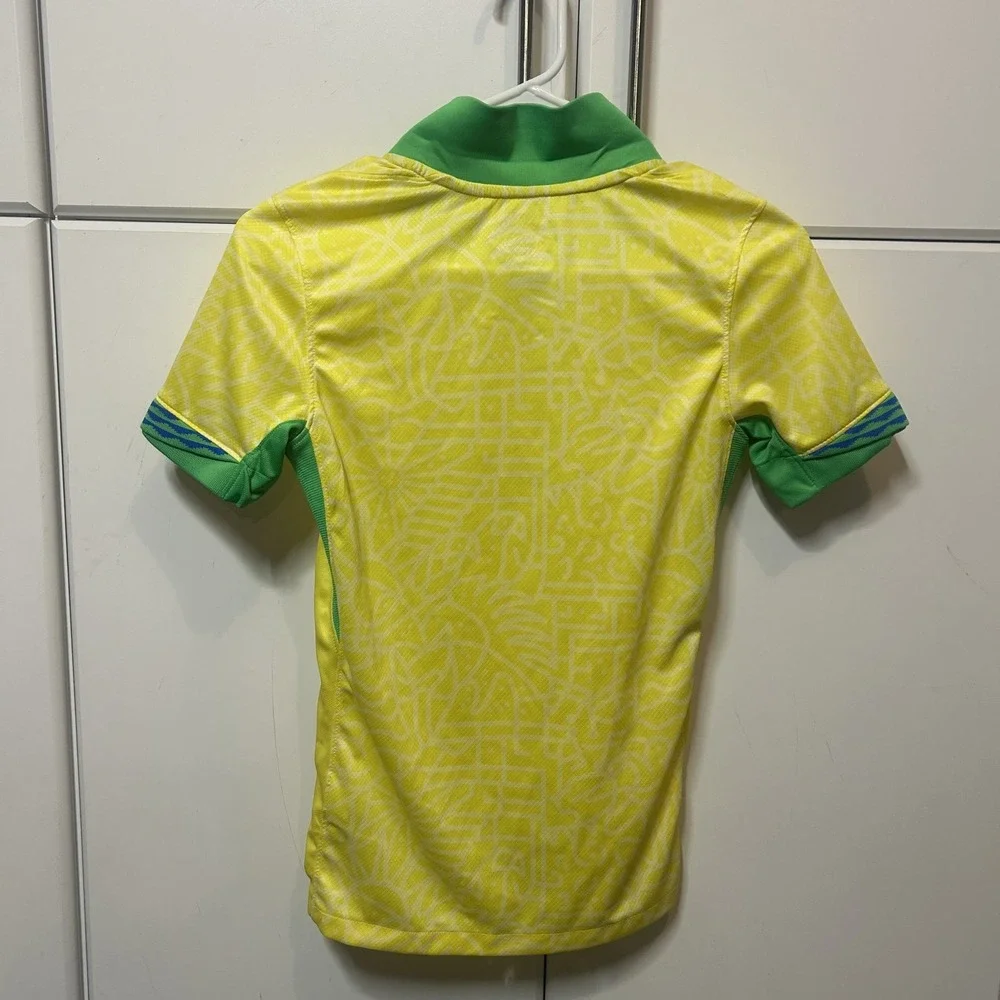 Nike Brasil Soccer Jersey Kids Youth Medium Yellow Green FJ4409-706 CBF Brazil